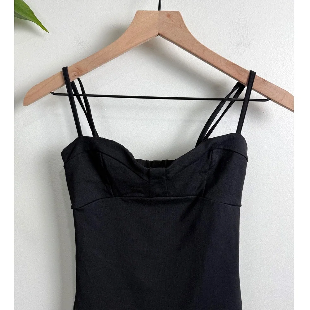 Free People Black Mini Slip Dress with Double Spaghetti Straps